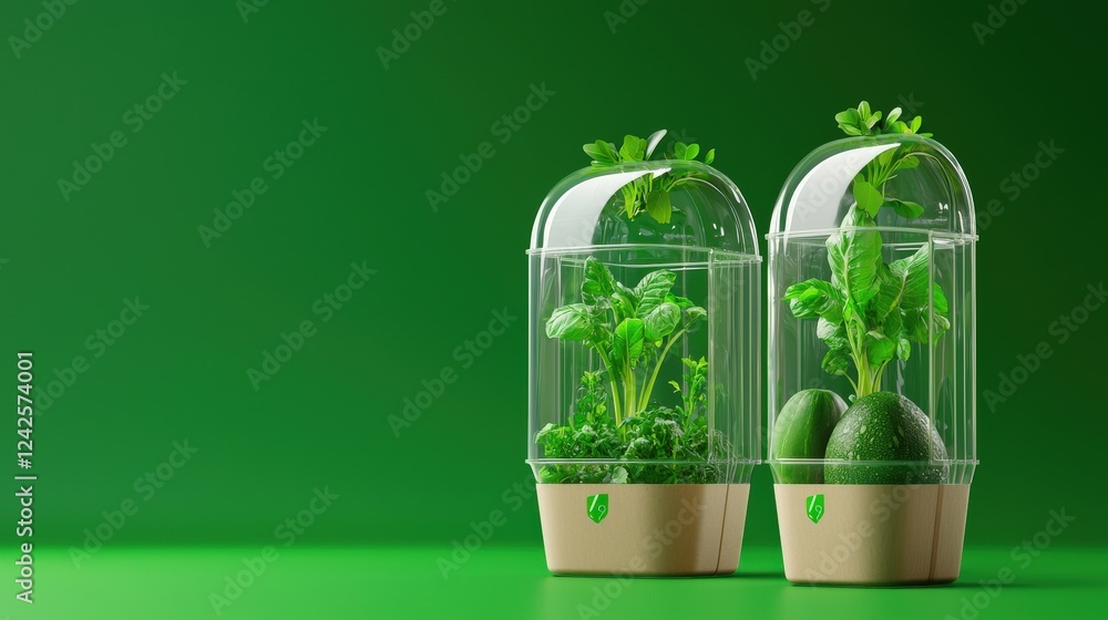 A concept ad featuring eco-friendly vegetable packaging A concept ad featuring eco-friendly vegetable packaging