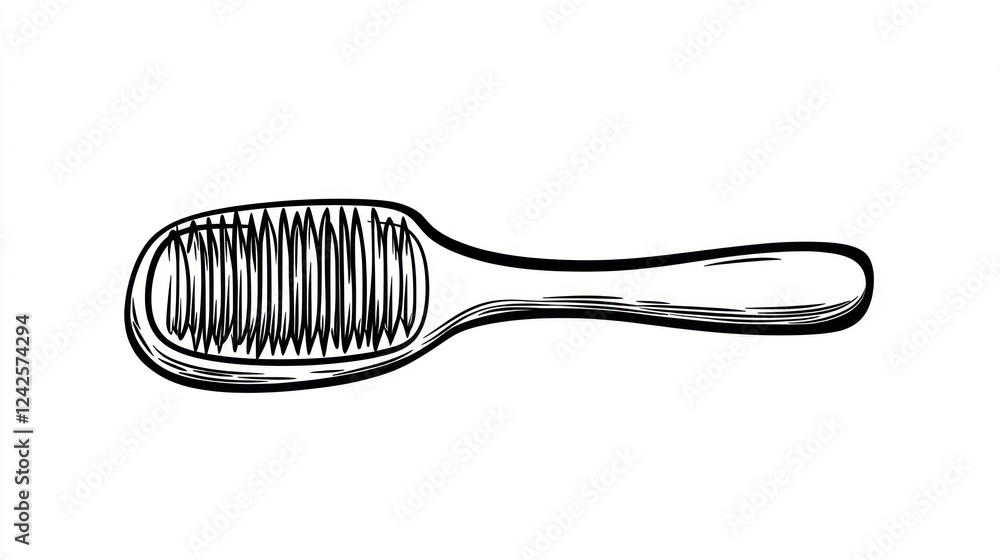 Wooden Hairbrush Illustration, White Background Wooden Hairbrush Illustration, White Background