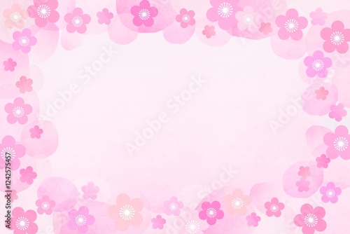 梅の花のピンクの可愛い背景フレーム