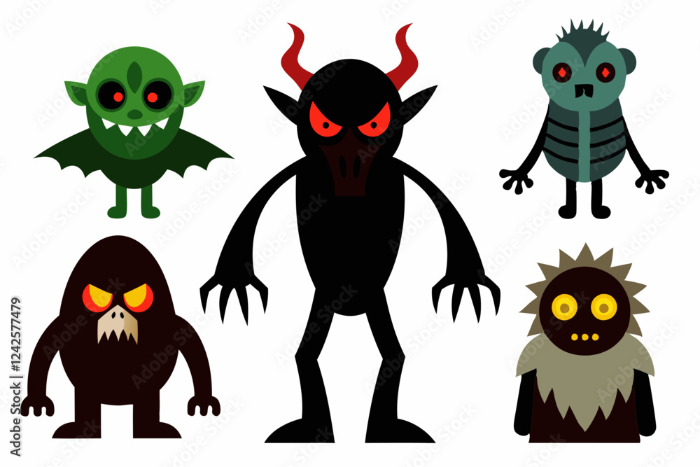 Creepy Creatures Collection – Spooky Vector Illustration & Line Art Set Creepy Creatures Collection – Spooky Vector Illustration & Line Art Set