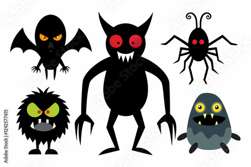 Creepy Creatures Collection – Spooky Vector Illustration & Line Art Set