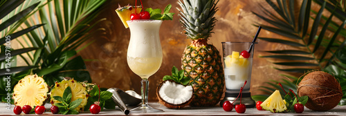 Wallpaper Mural Sunshine in a Glass: The Artful Preparation of a Refreshing Piña Colada Cocktail Torontodigital.ca