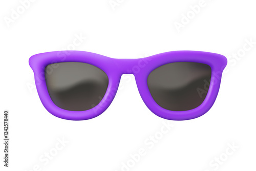 Sunglasses vector 3d icon. Cartoon sun glasses in plastic style, isolated on white background. Summer vacation fashion concept