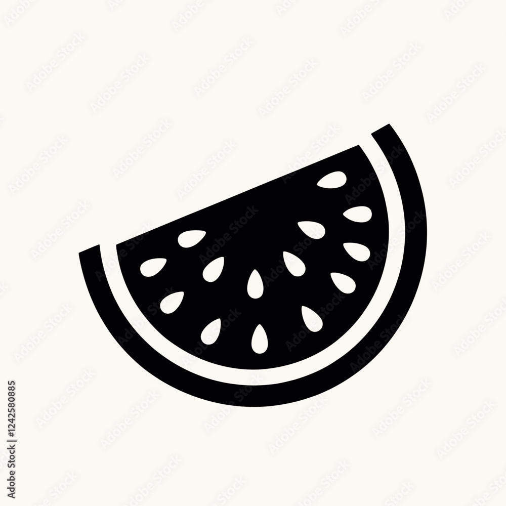 Watermelon Slice Silhouettes in black on a white background Watermelon Slice Silhouettes in black on a white background