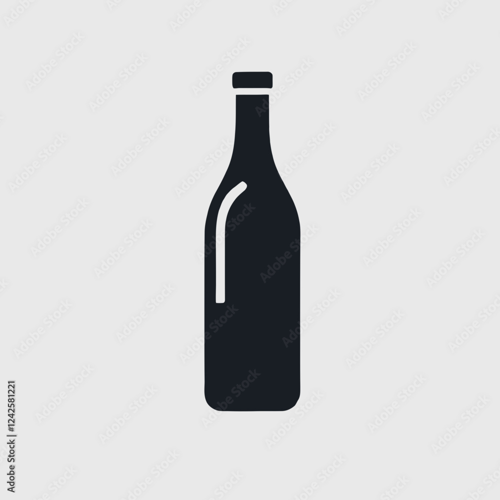 Wine Bottle Silhouette in black on a white background Wine Bottle Silhouette in black on a white background