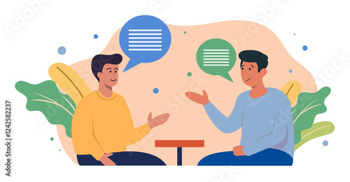 two people chatting speech bubbles illustration clipart conversation communication