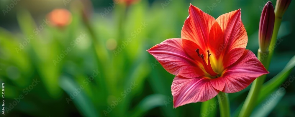 Fototapeta premium Low-growing, rosette-shaped gladiolus-like leaves, succulent, glattblatt