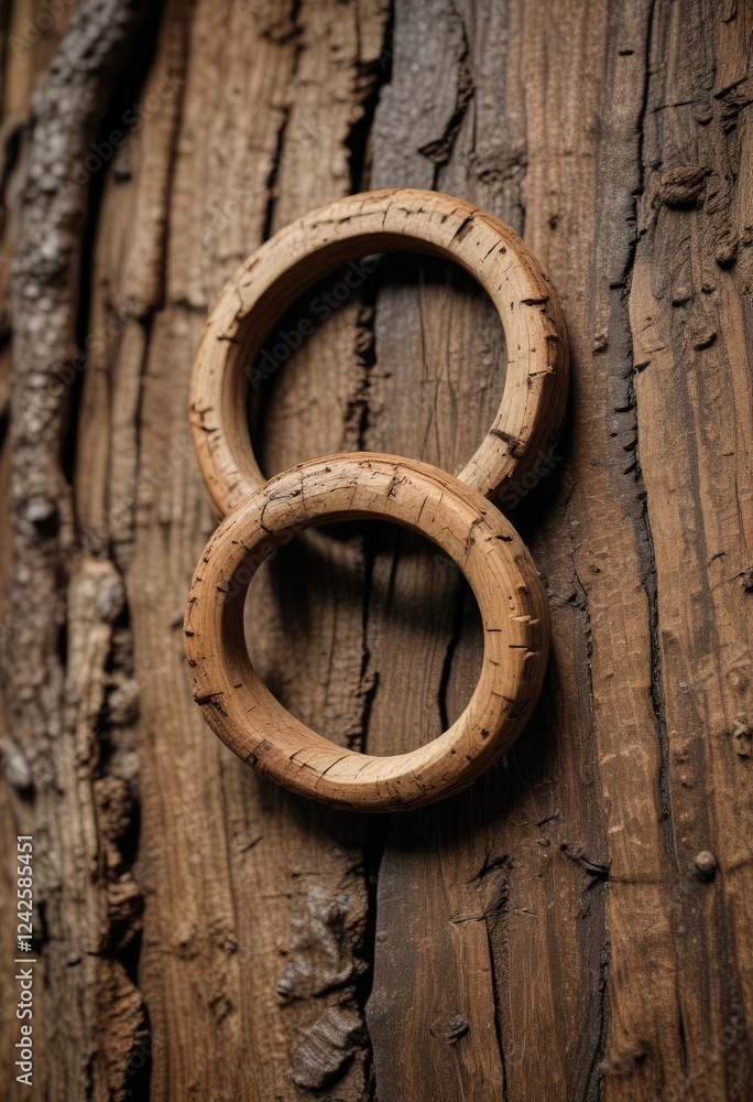 Wooden rings with bark still intact for a rustic look, rustic, close-up Wooden rings with bark still intact for a rustic look, rustic, close-up
