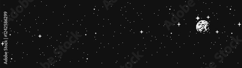 Moon pixel abstract background. Video game assets. Isolated vector illustration. Old school computer graphic style.