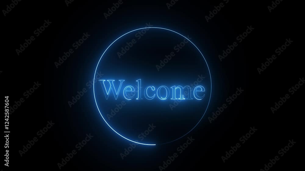 Welcome sign. Sign in neon style. Popular abstract rectangle with neon blue purple spectrum lines. Animation fluorescent ultraviolet light glowing neon lines. Seamless loop. vibrant the word Welcome sign. Sign in neon style. Popular abstract rectangle with neon blue purple spectrum lines. Animation fluorescent ultraviolet light glowing neon lines. Seamless loop. vibrant the word