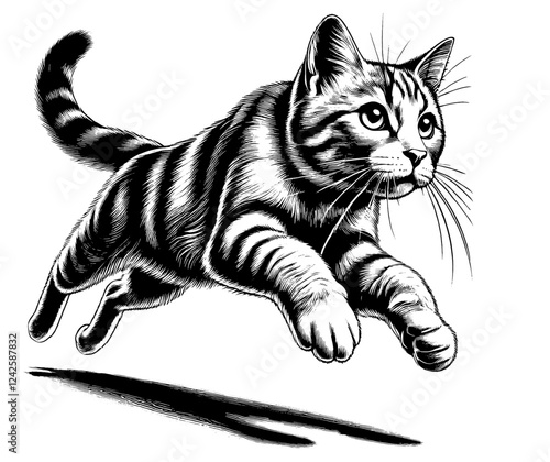 Beautiful cat in full-body, vector sketch, SVG, isolated on white background	