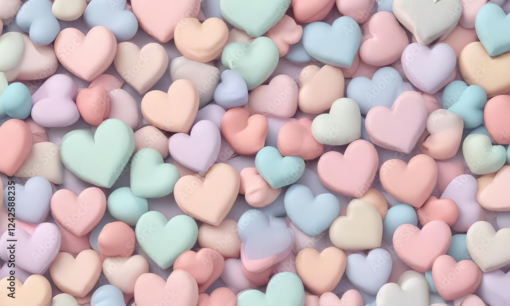 Whimsical seamless heart pattern in pastel colors, soft, romantic, pretty Whimsical seamless heart pattern in pastel colors, soft, romantic, pretty