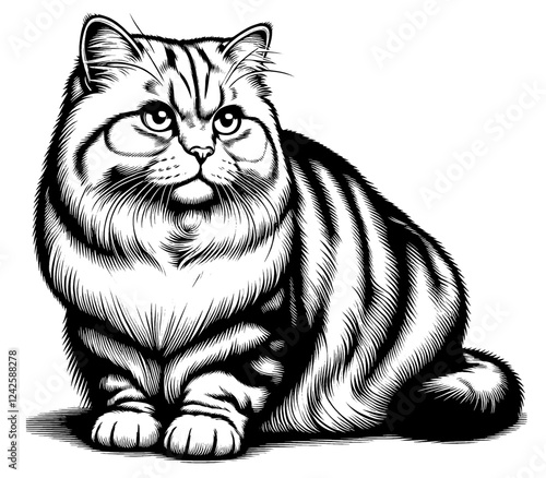 Beautiful cat in full-body, vector sketch, SVG, isolated on white background	