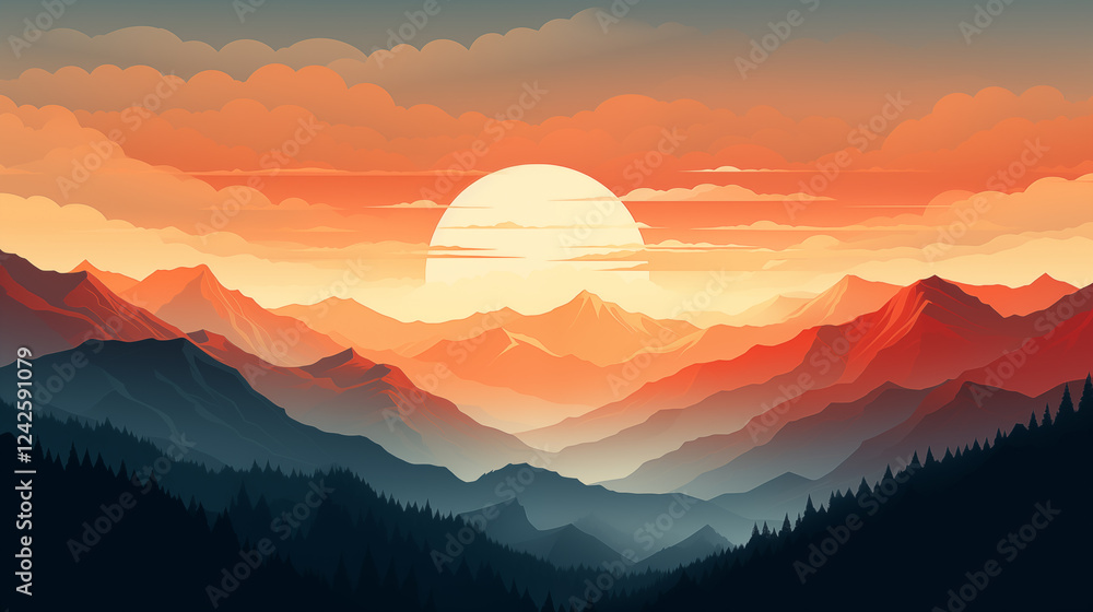 Obraz premium Mountains landscape. landscape in sunset. Sky landscape