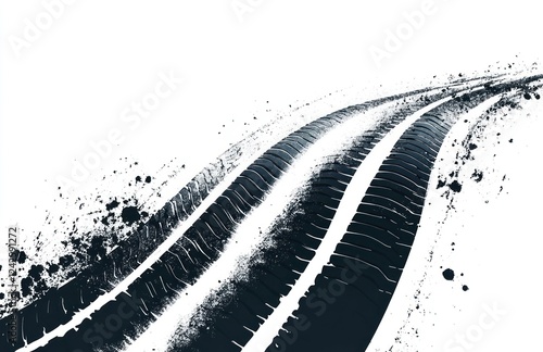Vector grunge tire tracks on a white background  vector illustration  monochrome  