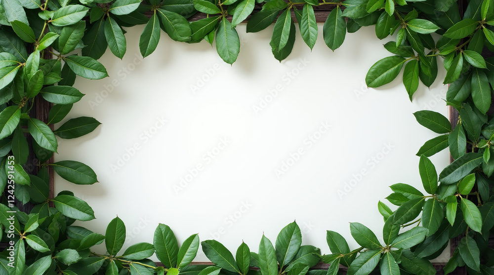 Fototapeta premium green leaves frame