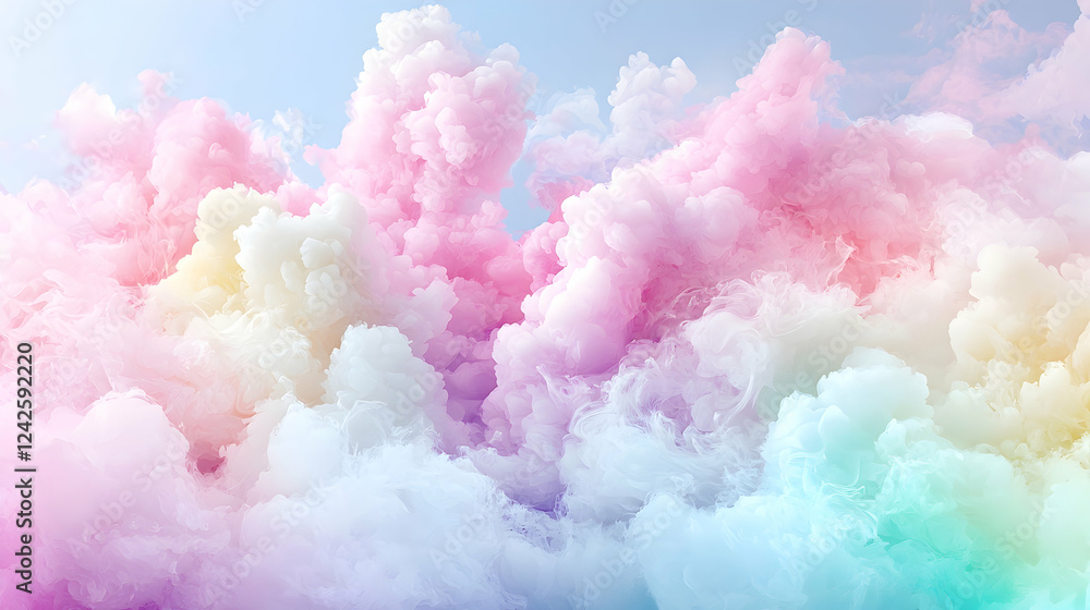 Pastel rainbow cloudscape, dreamy sky, fantasy background, design element Pastel rainbow cloudscape, dreamy sky, fantasy background, design element