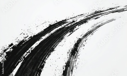 Vector illustration of two tire tracks in the air