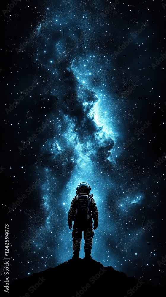 Astronaut Silhouetted Against a Celestial Nebula Astronaut Silhouetted Against a Celestial Nebula