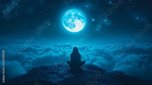 A dramatic silhouette of a person kneeling in prayer on a mountaintop