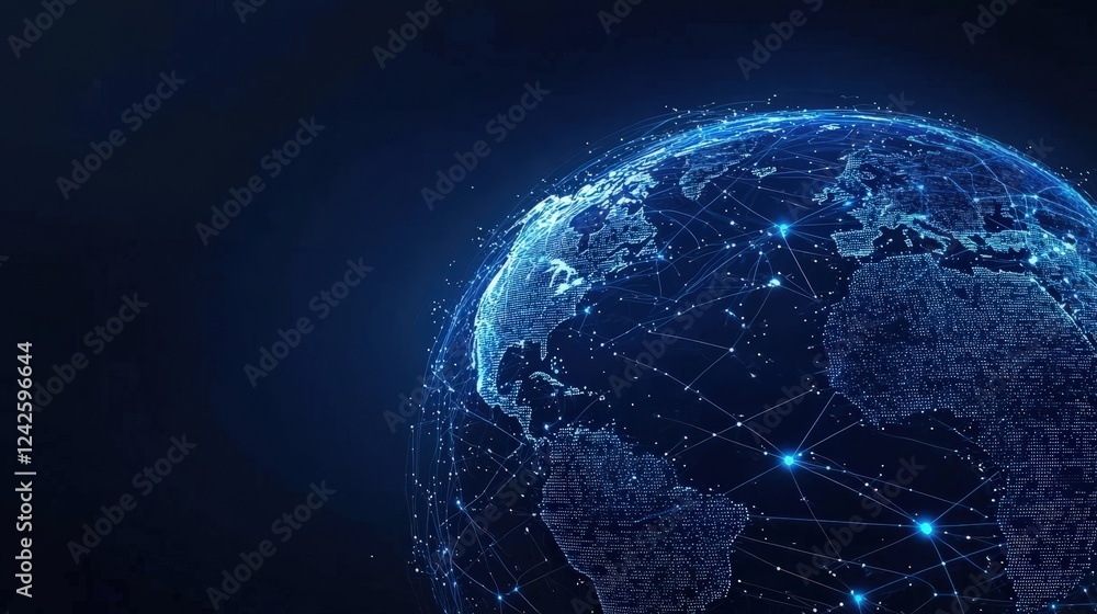 Fototapeta premium Global Data Networks in Blue