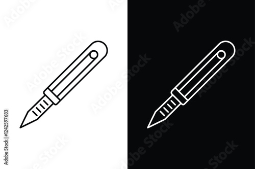 Healthcare Scalpel Icon. Clean Line and Glyph Illustrations