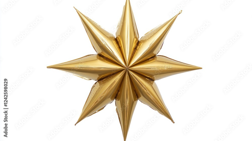 Obraz premium Gold star balloon, festive decoration, studio shot, white background, party decor
