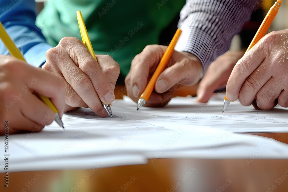 Teamwork Hands Writing Documents Collaboration Office Business People Teamwork Hands Writing Documents Collaboration Office Business People