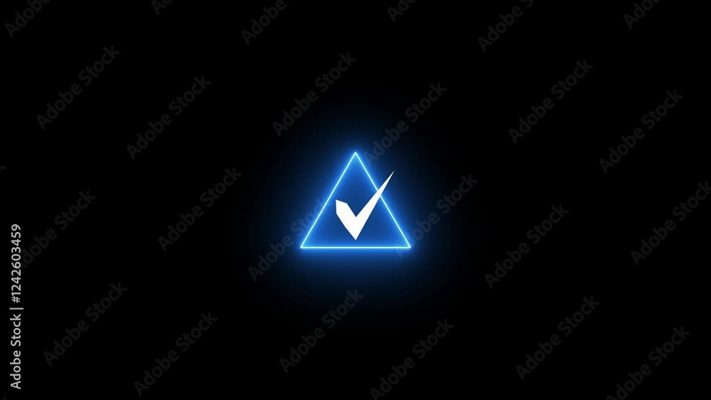 Glowing neon light Check mark icon and tick mark icon.4k video animation and black background. Glowing neon light Check mark icon and tick mark icon.4k video animation and black background.