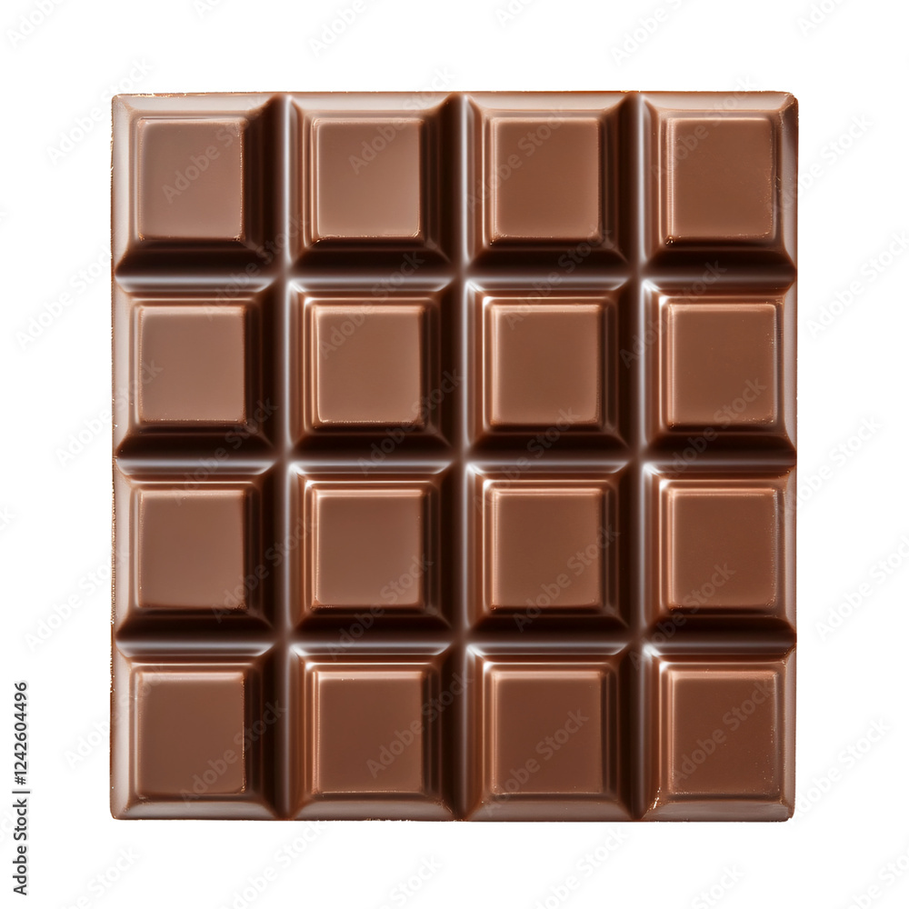 Milk chocolate bar with smooth glossy surface and beveled edges isolated on a transparent background Milk chocolate bar with smooth glossy surface and beveled edges isolated on a transparent background
