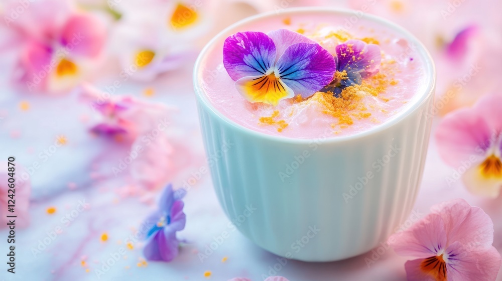 Pink floral drink, marble, spring, edible flowers, breakfast, pastel, food photography, tabletop, blog Pink floral drink, marble, spring, edible flowers, breakfast, pastel, food photography, tabletop, blog