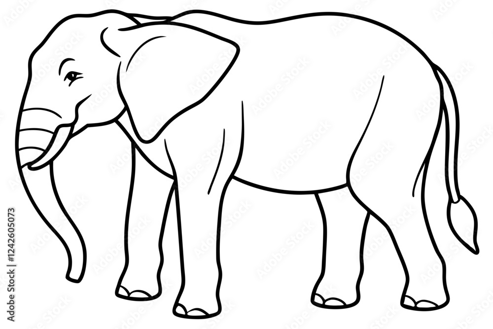 Elephant Silhouette in a Single Line Vector Elephant Silhouette in a Single Line Vector