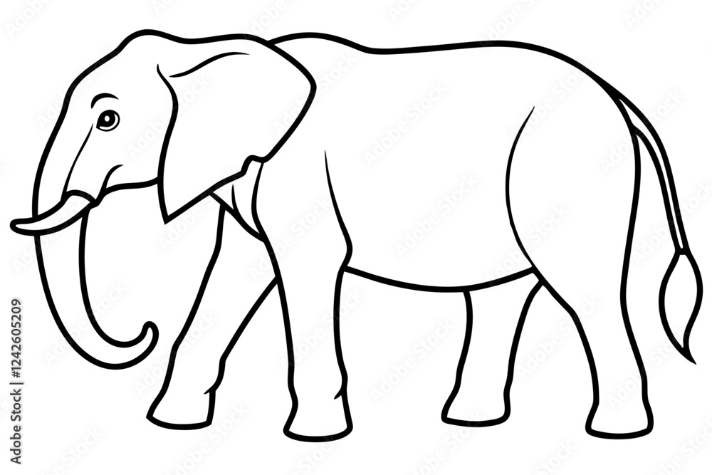 Elephant Silhouette in a Single Line Vector Elephant Silhouette in a Single Line Vector