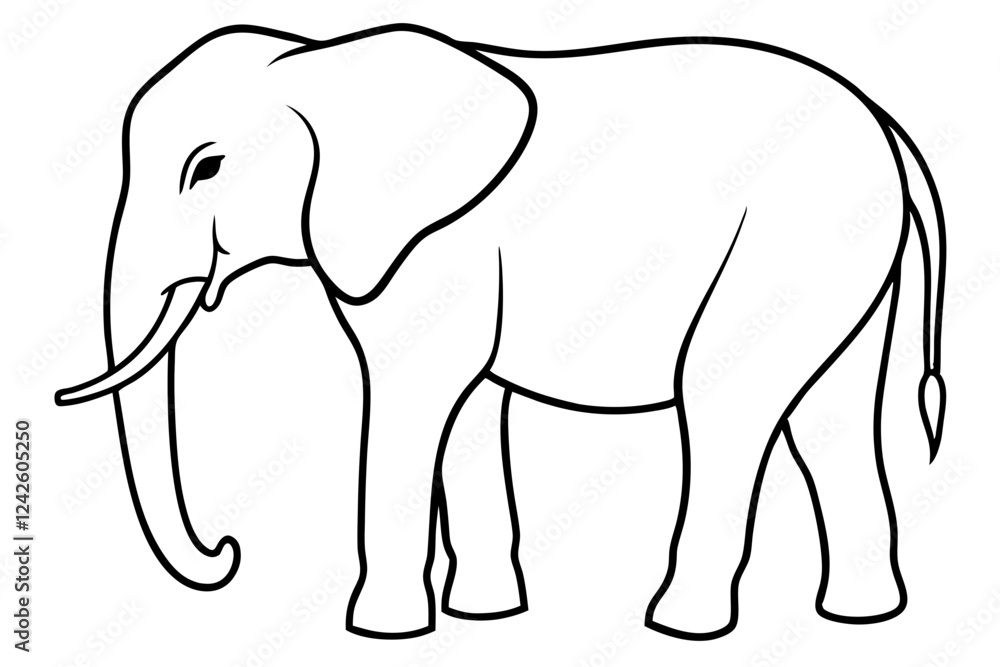 Elephant Silhouette in a Single Line Vector Elephant Silhouette in a Single Line Vector