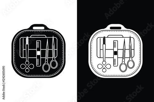 suture kit icon silhouette vector illustration design black white
