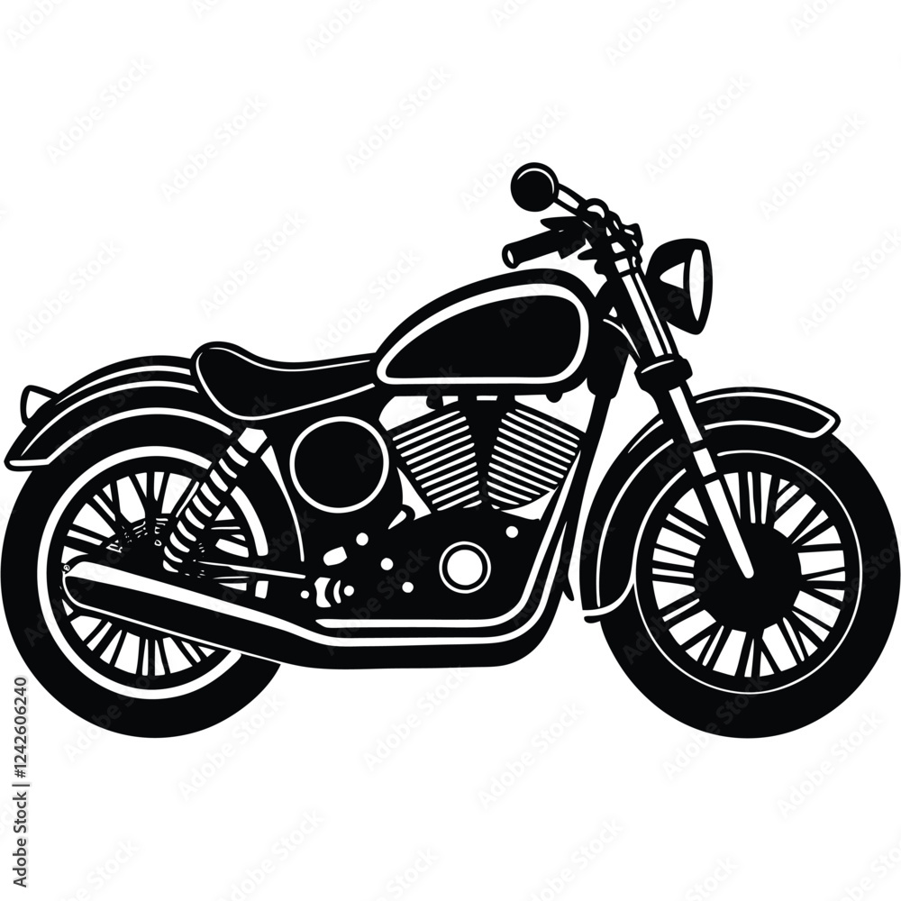 Fototapeta premium Classic Motorcycle Silhouette Design for Graphic Design