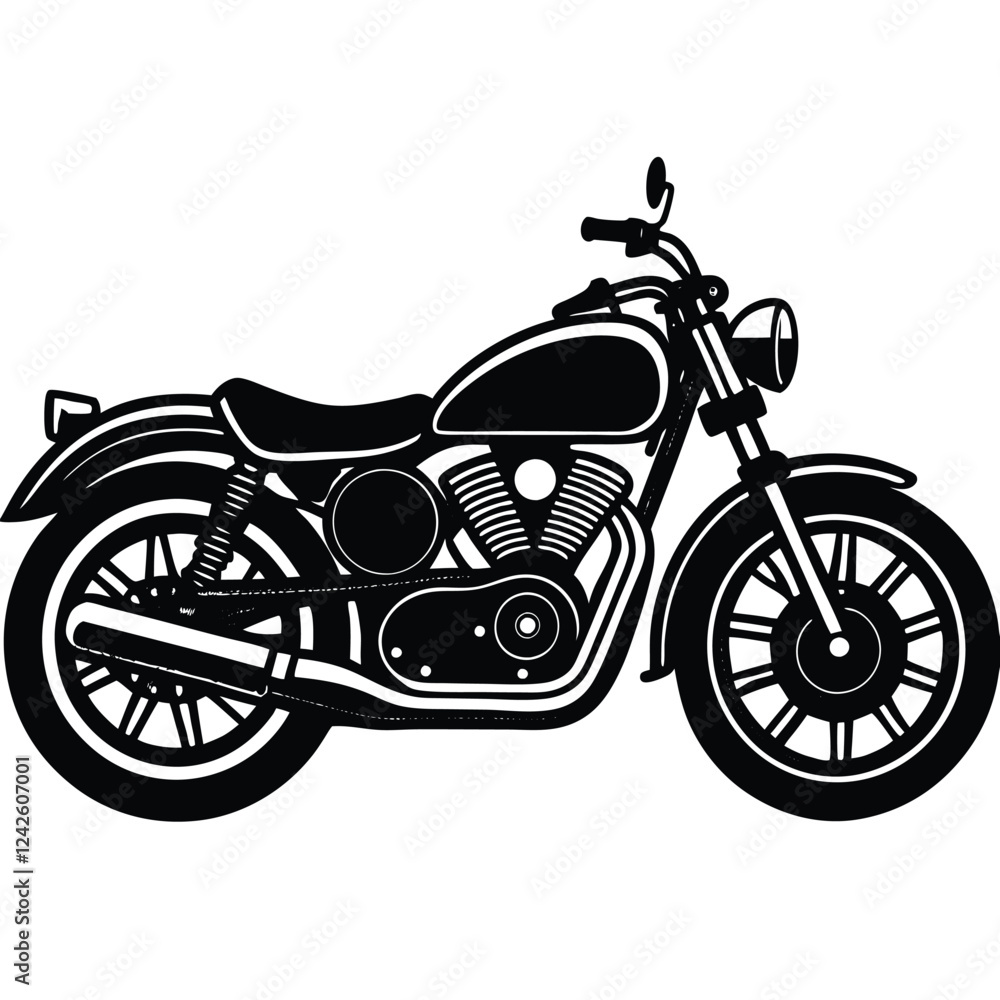 Classic Motorcycle Silhouette Design for Graphic Design Classic Motorcycle Silhouette Design for Graphic Design