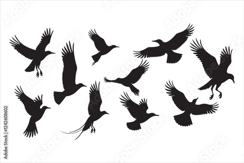 PrintFlying Bird Silhouettes in Motion Design photo