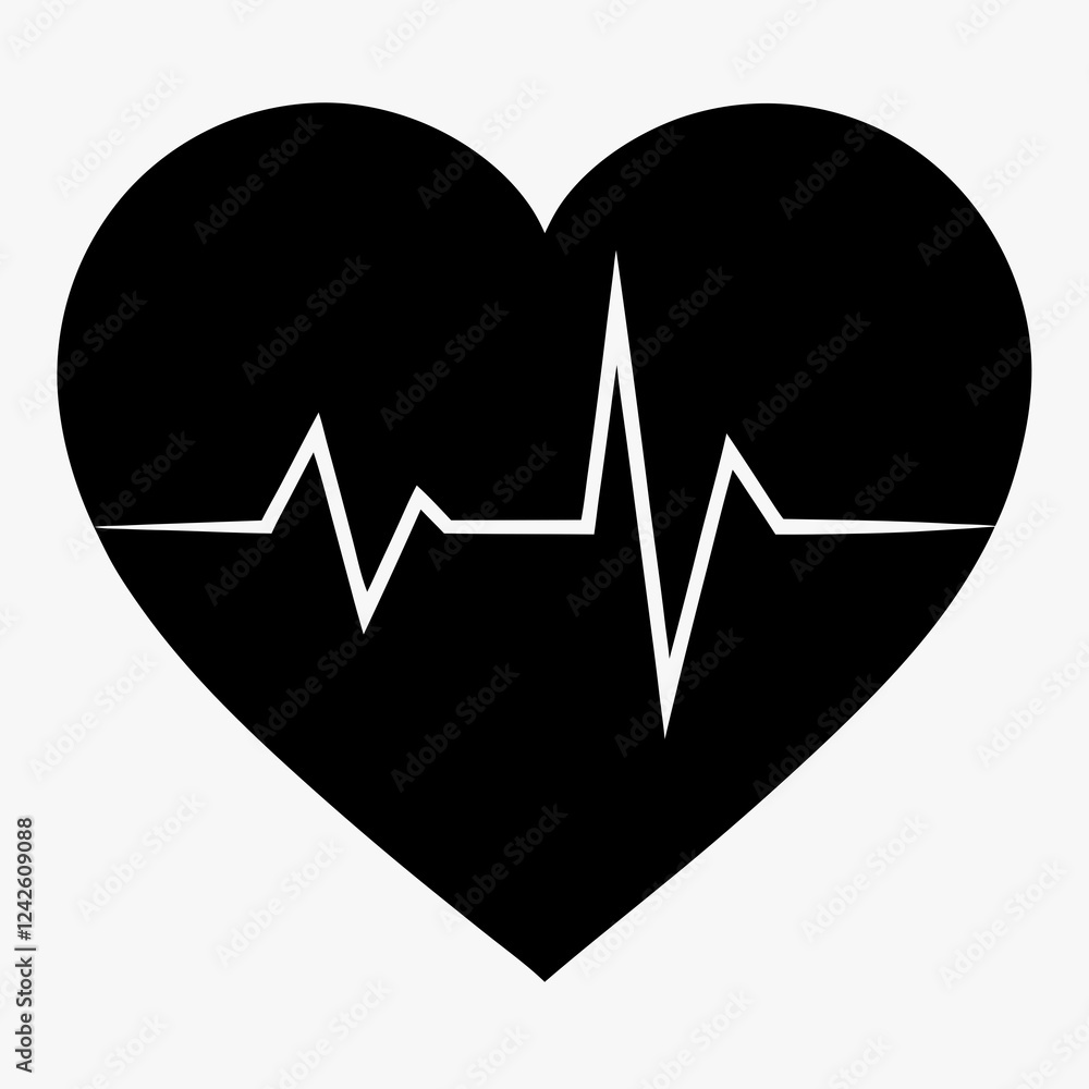 Gentle Pulse in Black Silhouette Vector Design Gentle Pulse in Black Silhouette Vector Design
