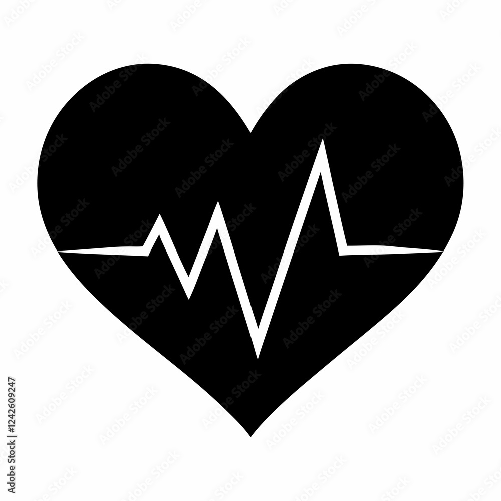 Gentle Pulse in Black Silhouette Vector Design Gentle Pulse in Black Silhouette Vector Design