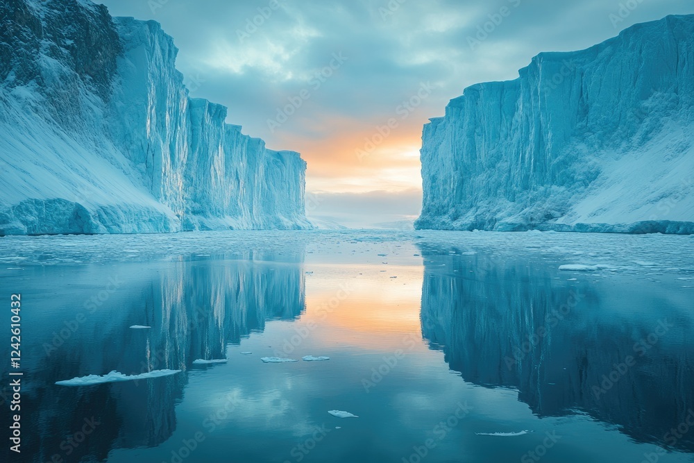 Fototapeta premium Perito moreno glacier reflecting on lago argentino in patagonia, argentina