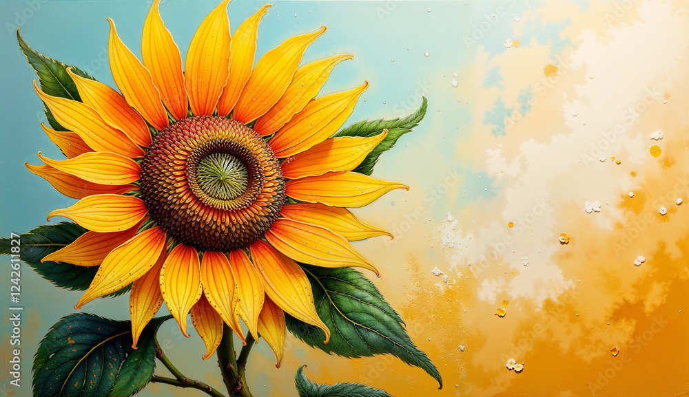 A vibrant sunflower bursting with joy against a dreamy sky, perfect for adding a touch of sunshine to your designs A vibrant sunflower bursting with joy against a dreamy sky, perfect for adding a touch of sunshine to your designs