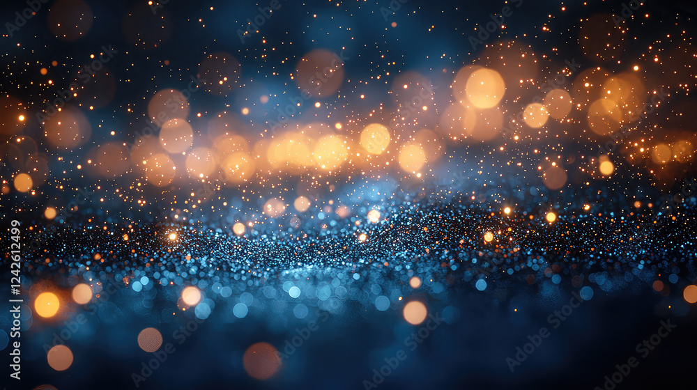 Abstract blue and gold glitter bokeh lights background. Abstract blue and gold glitter bokeh lights background.
