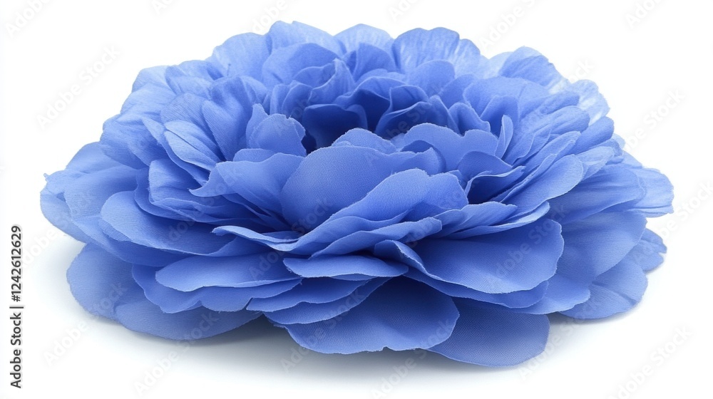 Closeup of a Delicate Light Blue Artificial Flower on White Background Closeup of a Delicate Light Blue Artificial Flower on White Background