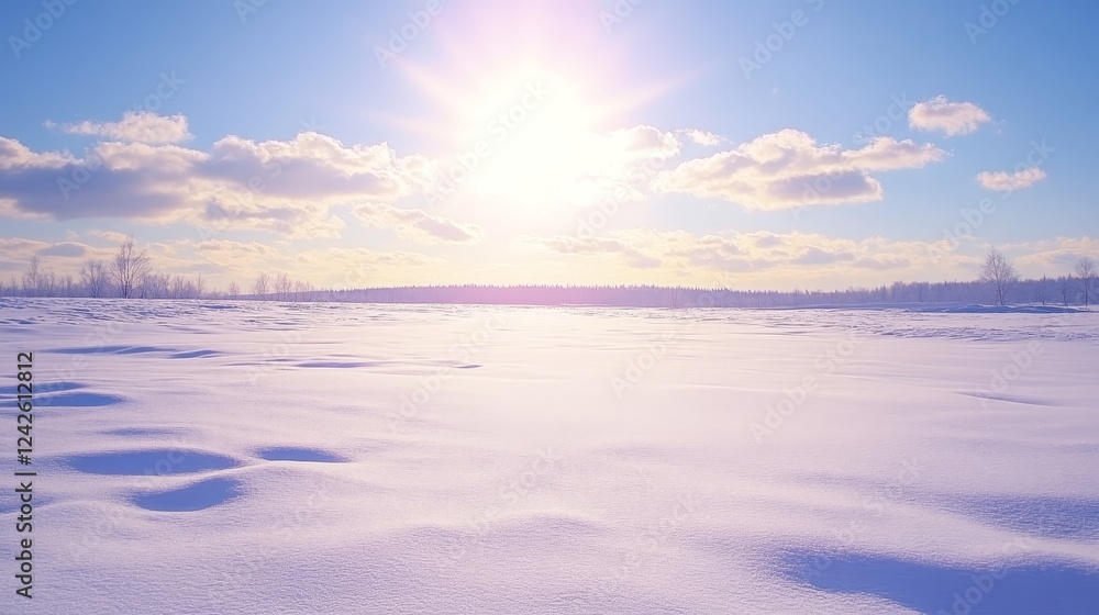 Serene Winter Landscape Sunlit Snowy Field Serene Winter Landscape Sunlit Snowy Field