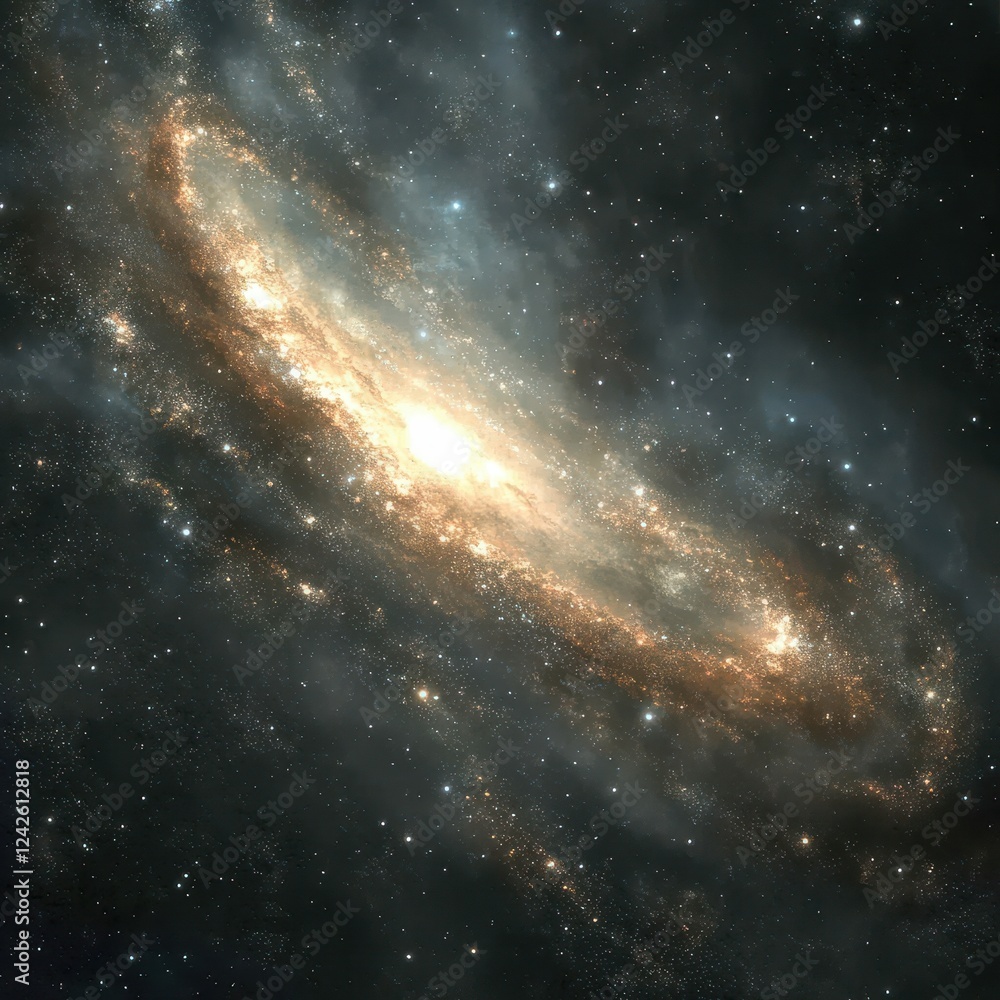 Fototapeta premium A Spiral Galaxy Illuminates The Vast Cosmos