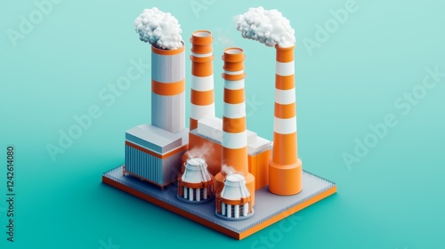 Industrial factory with smokestacks and clouds. photo