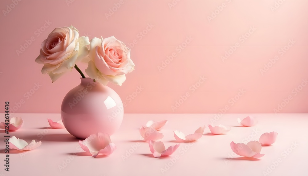 Pink Roses in Vase Romantic Flower Photography Pink Roses in Vase Romantic Flower Photography