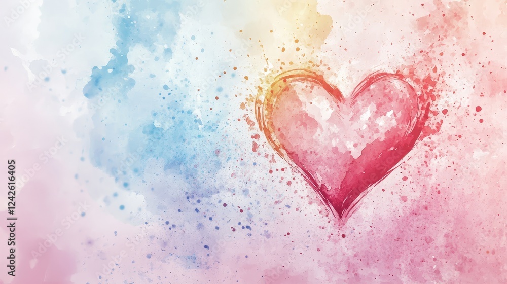Watercolor Heart Design - A painted heart on a pastel watercolor background. Perfect for Valentine's Day, love, or romance themed projects. Watercolor Heart Design - A painted heart on a pastel watercolor background. Perfect for Valentine's Day, love, or romance themed projects.