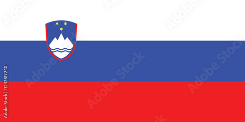 Slovenia flag official colors and proportion digital vector illustration. Pleated flag.